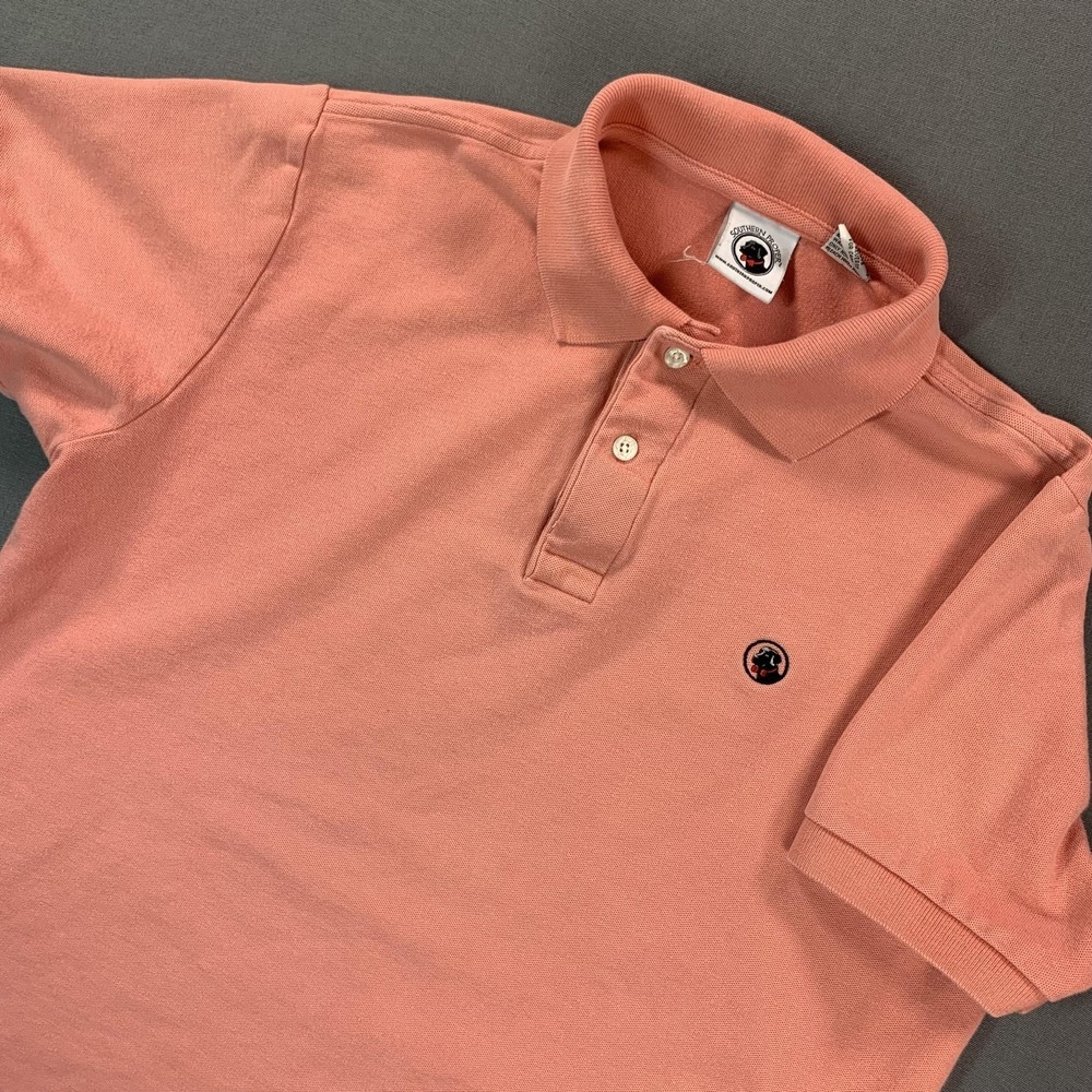 Southern Proper Polo Shirt Mens Medium Pink Solid Dog Logo Cotton Knit Casual